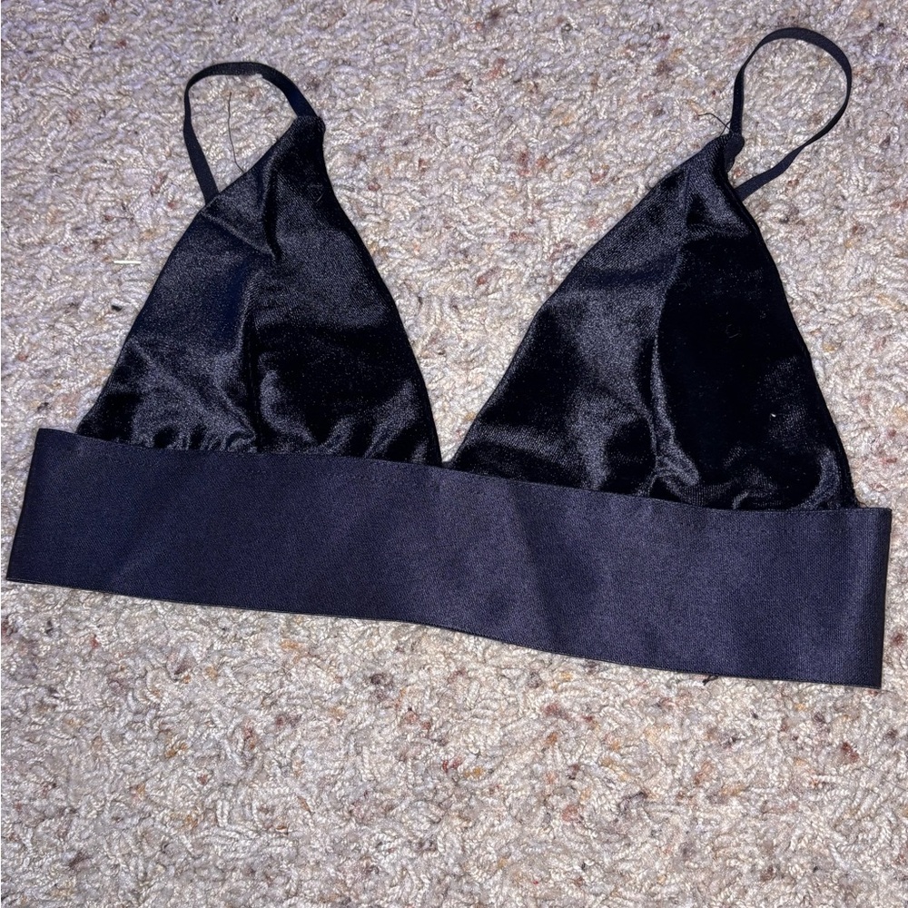 Youmita Black Satin Triangle Bralette